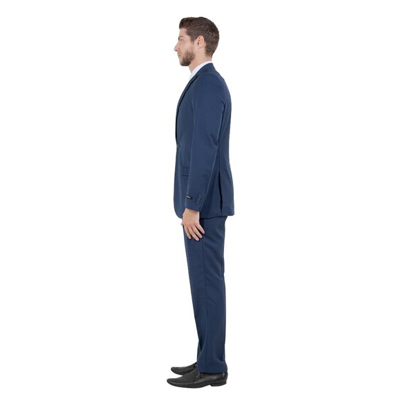 Azzuro's Premium Polyester Slim Fit 2pc Mens Suit, Navy - Picture 4 of 5